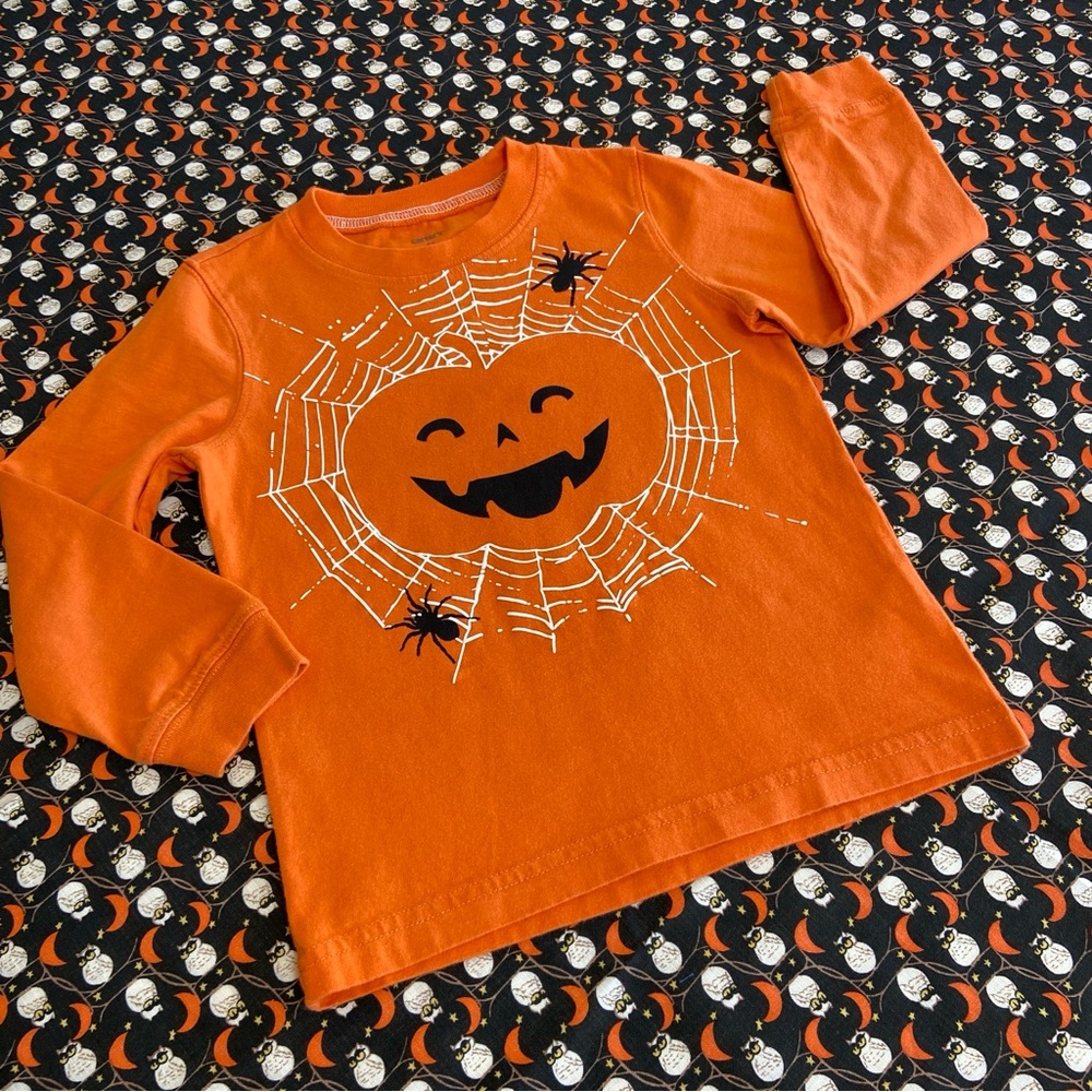 Carter’s Halloween Jack O’Latern and Spider Web Graphic Long Sleeve Tee - Sz 4T